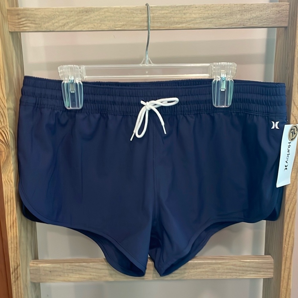 🏝️Hurley Women’s Solid 2.5” Board Swim Shorts Navy Cover Up Size XL